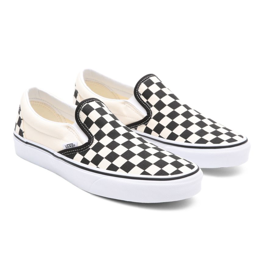 Vans Checkerboard Classic Slip-On Dam Svarta/Vita - Vans Classics Online (EUHJQ8496)